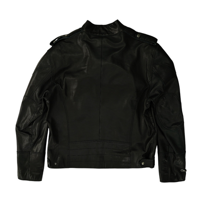 Black Solid Leather Jacket