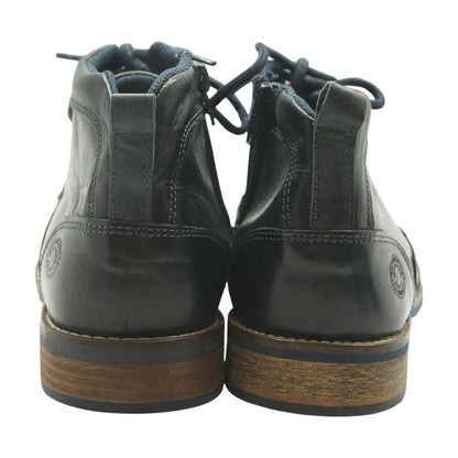 Navy Leather Lace Up Boots
