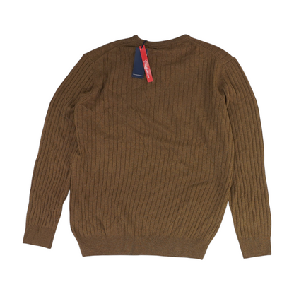 Brown Solid Pullover Sweater