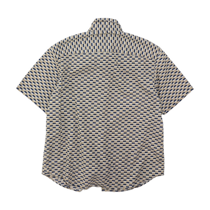 Beige Check Short Sleeve Button Down