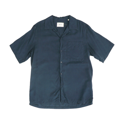 Navy Solid Short Sleeve Button Down