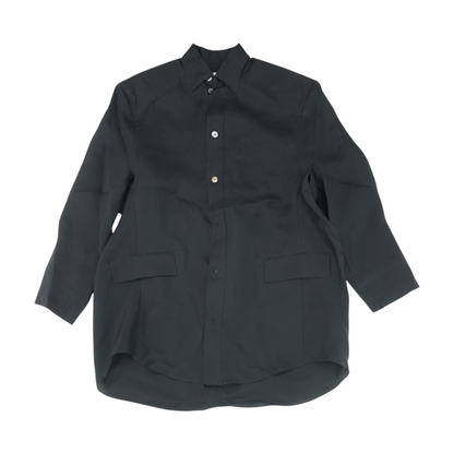 Black Solid Long Sleeve Button Down