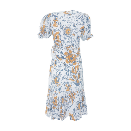 White Abstract Midi Dress