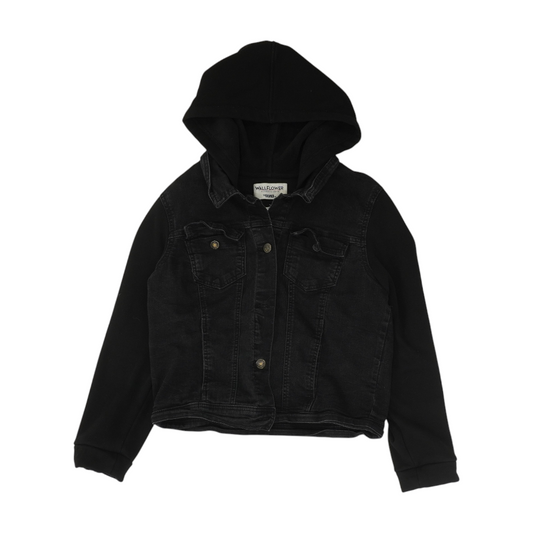 Black Solid Denim Jacket