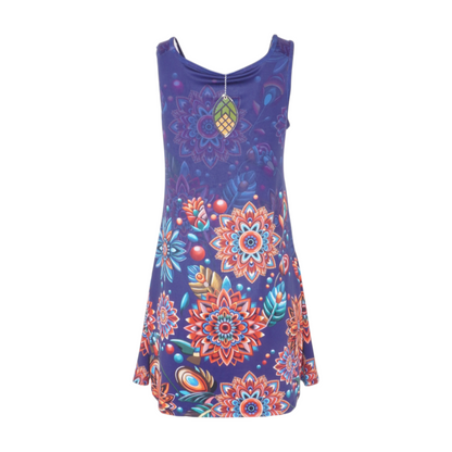 Natural Titanium Floral Mini Dress
