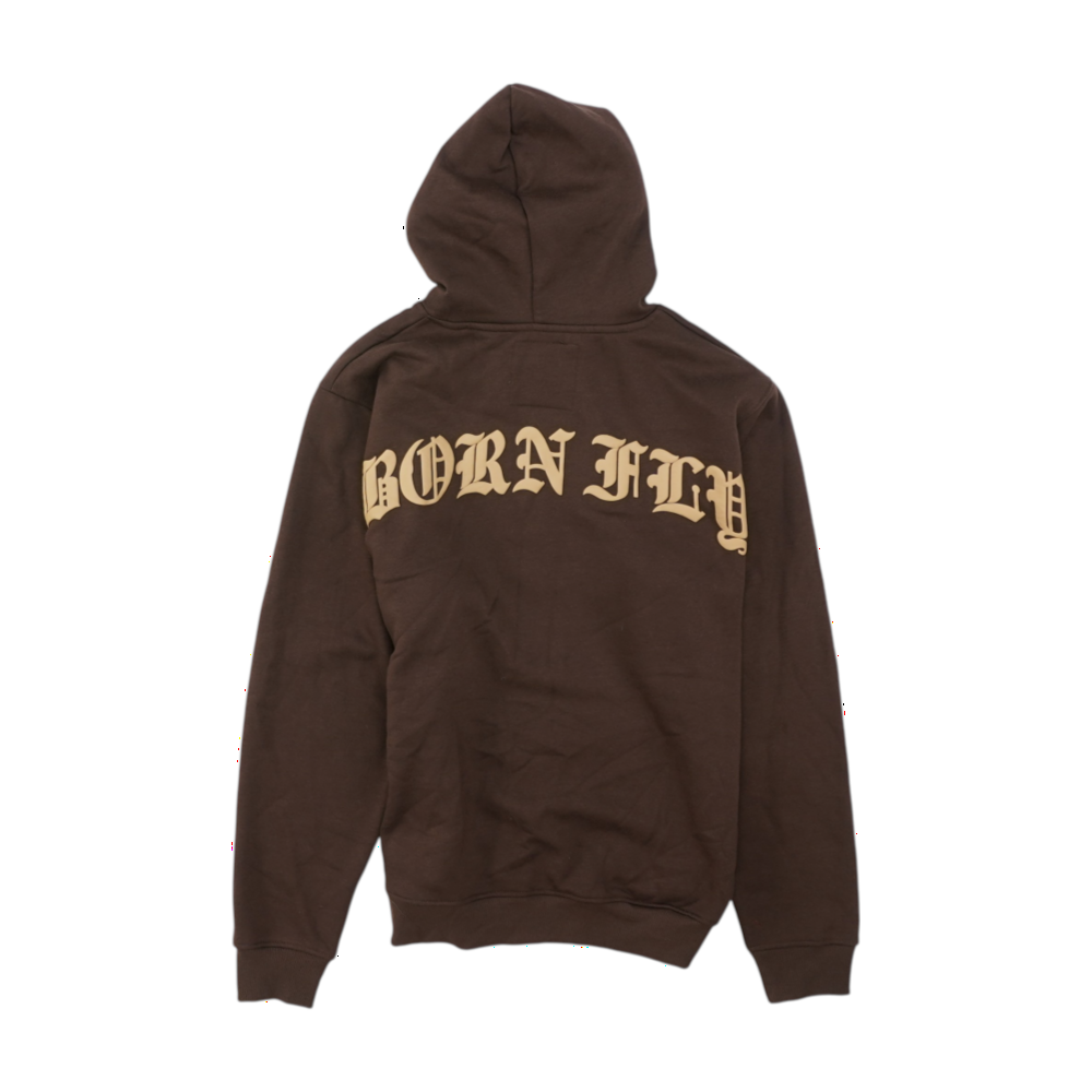 Brown Solid Hoodie Pullover