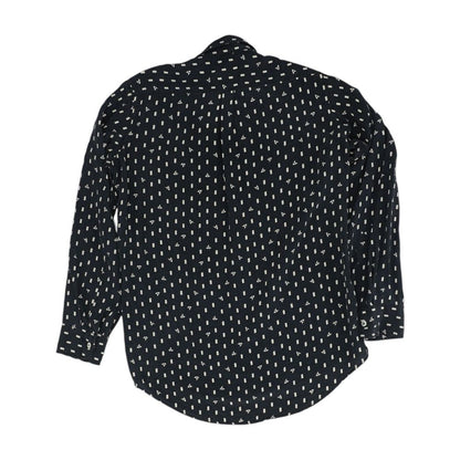 Black Graphic Long Sleeve Button Down