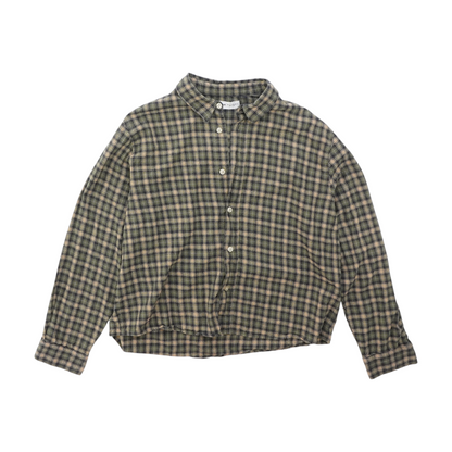 Green Plaid Long Sleeve Button Down