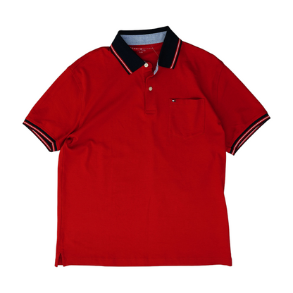 Red Solid Short Sleeve Polo