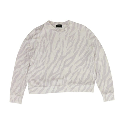 White Animal Print Crewneck Knit Top