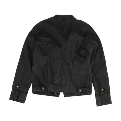 Black Solid Denim Jacket
