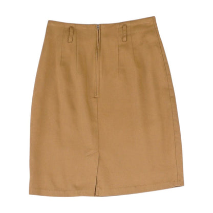 Brown Solid Midi Skirt