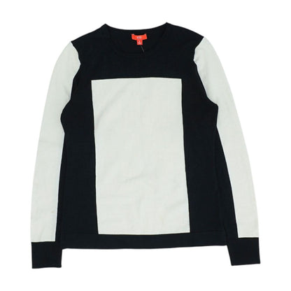 Beige Color Block Crewneck Knit Top