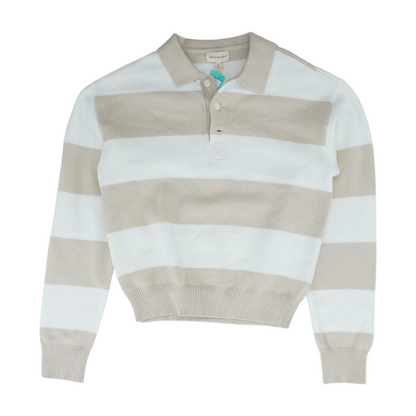 Beige Striped Pullover Sweater
