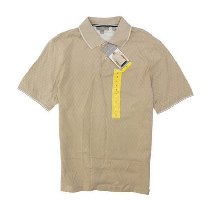 Beige Solid Short Sleeve Polo