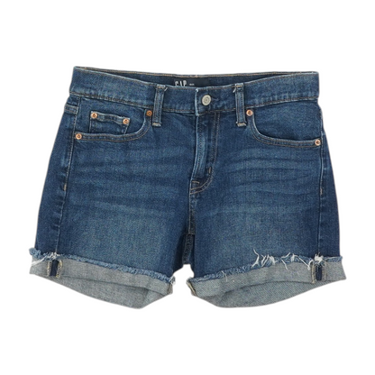 Blue Solid Denim Shorts