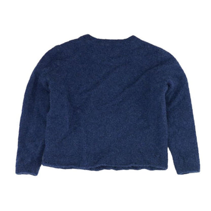 Blue Solid Crewneck Sweater
