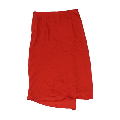 Red Solid Midi Skirt