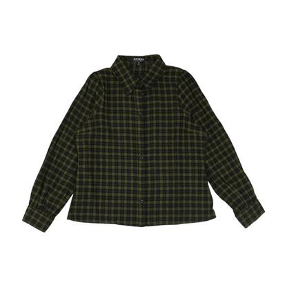Green Plaid Long Sleeve Button Down
