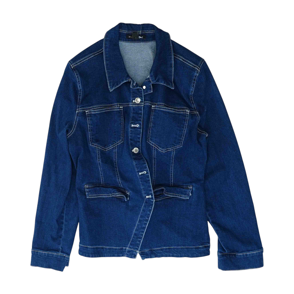 Blue Solid Denim Jacket