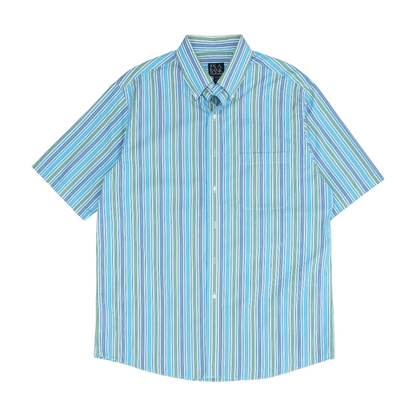 White Striped Short Sleeve Button Down
