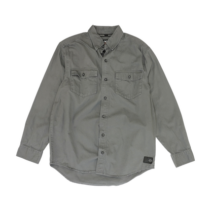 Gray Solid Long Sleeve Button Down