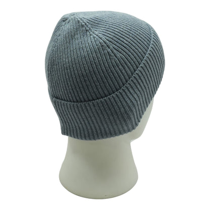 Ribbed-Knit Wool Beanie in Grey