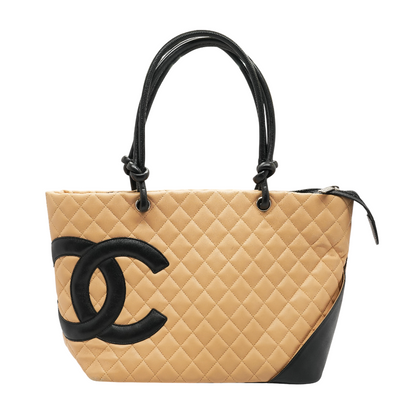 Large Calf Leather Quilted Cambon Tote