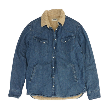 Blue Solid Denim Jacket