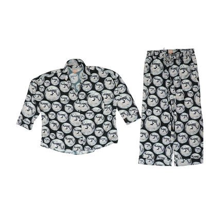 Black Print Pajama Set