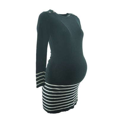 Black Striped Maternity Mini Dress