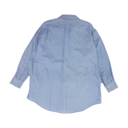 Blue Solid Long Sleeve Button Down