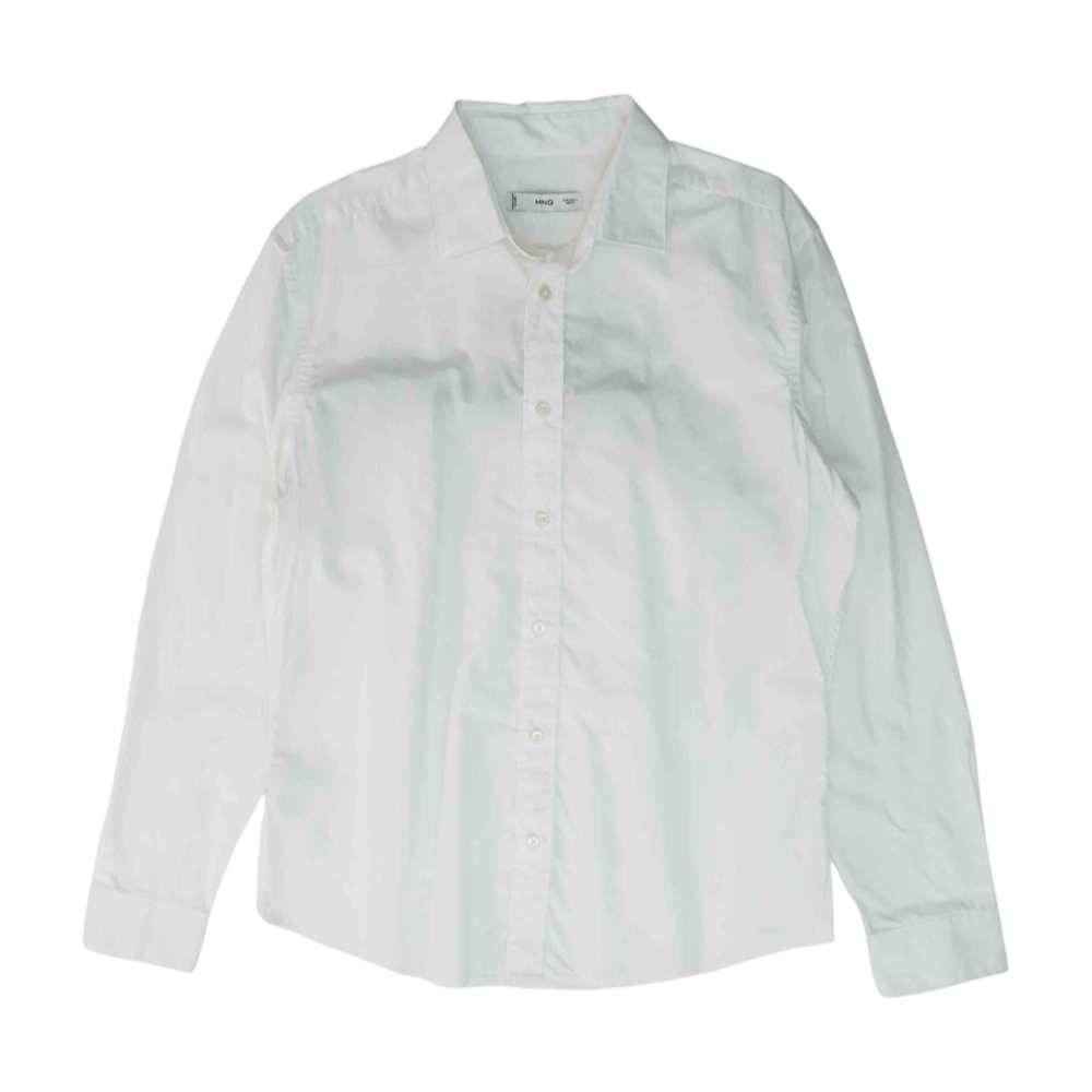 White Solid Long Sleeve Button Down