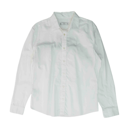 White Solid Long Sleeve Button Down