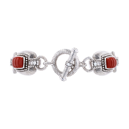 Sterling Silver Coral Chain Bracelet