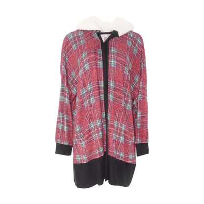Red Plus Plaid Cardigan Sweater