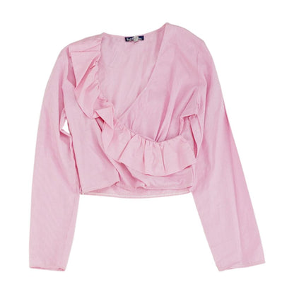 Pink Striped Cropped Blouse