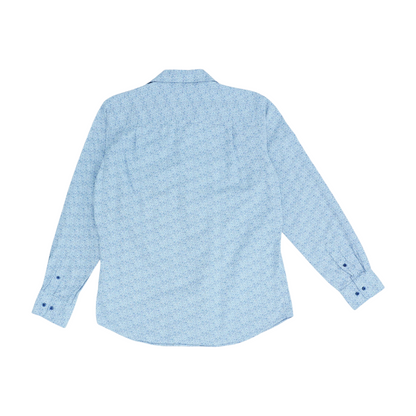 Blue Floral Long Sleeve Button Down