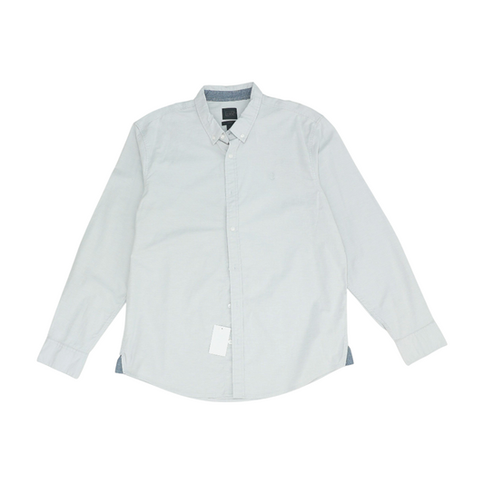 Gray Solid Long Sleeve Button Down