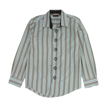 Green Striped Long Sleeve Button Down