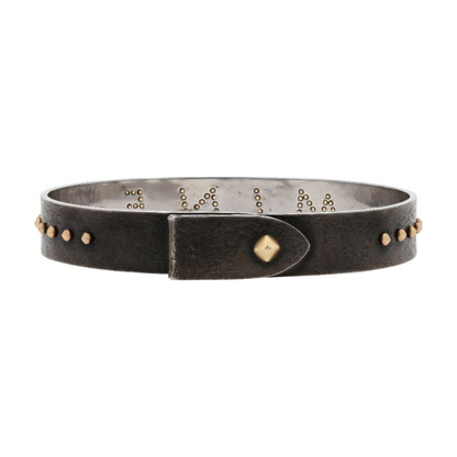 Small Stainless Steel MINE With 14K Accents Bangle Bracelet