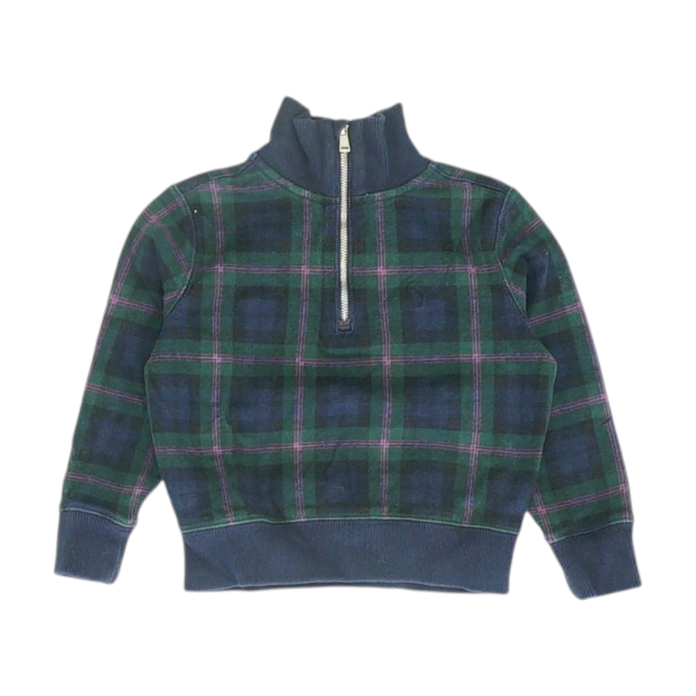Navy Plaid 1/4 Zip Pullover