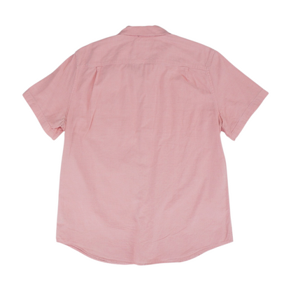 Pink Solid Short Sleeve Button Down