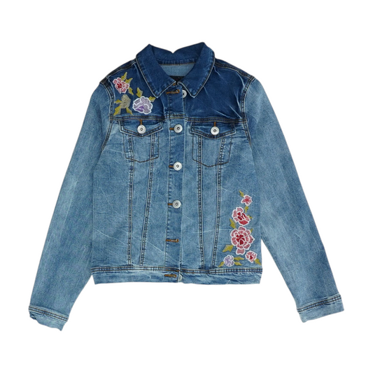 Blue Floral Denim Jacket