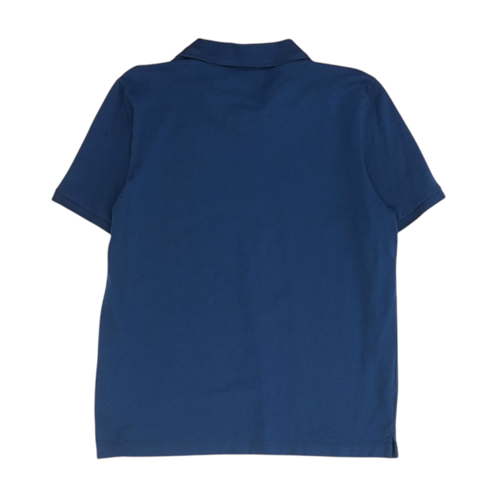 Blue Solid Short Sleeve Polo