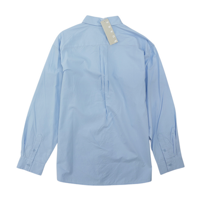 Blue Solid Long Sleeve Button Down
