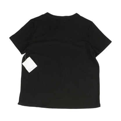 Black Solid Short Sleeve Blouse