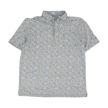 Beige Print Short Sleeve Polo