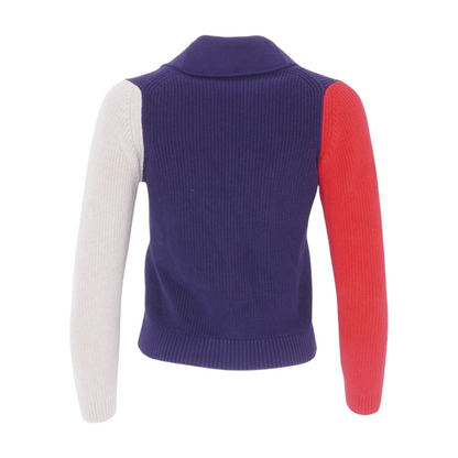 Navy Color Block Cardigan Sweater
