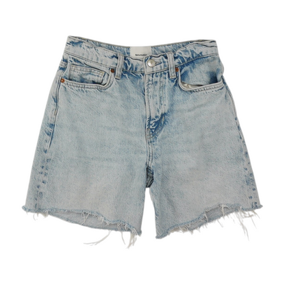 Blue Solid Denim Shorts